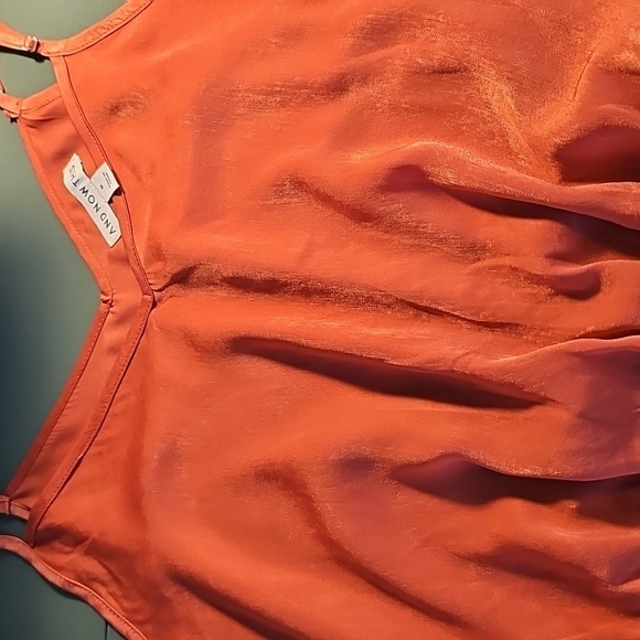 Women's jump suit. Beautiful skinny fabric color is rouge. large. Elastic w tie - Picture 2 of 12